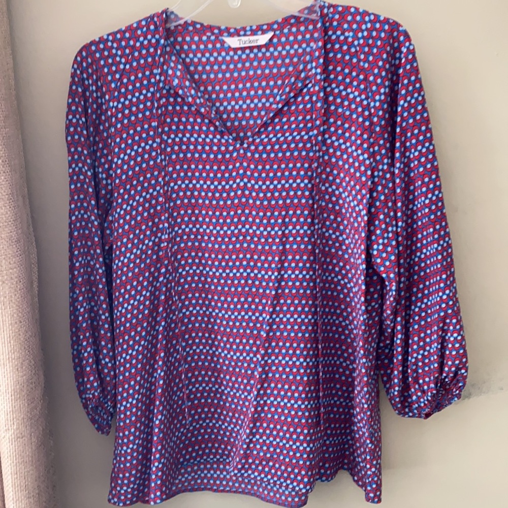 Tucker Silk Split Neck Blouse - image 3